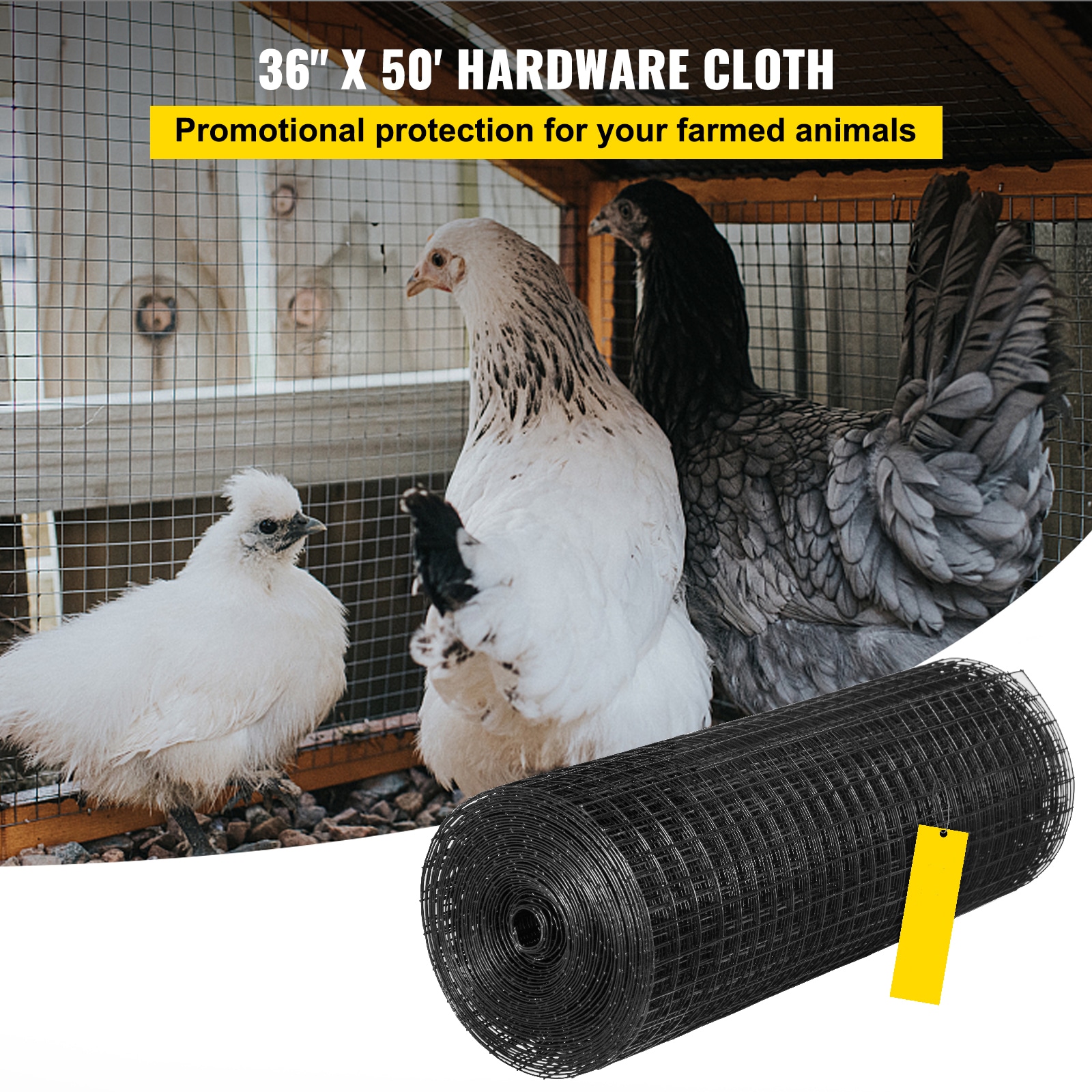 Hardware Cloth, 36" X 50' & 1"x1" Mesh Size, Galvanized Steel Vinyl Coated 16 Gauge Chicken Wire Fencing W/A Cutting Plier & A Pair Of Fabric Gloves, For Garden Fencing & Pet Enclosures, Black_maomaolike.com